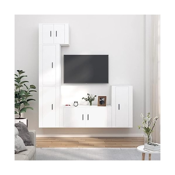 TEKEET Home Hardware Businese Meuble TV 5 pièces en bois Blanc
