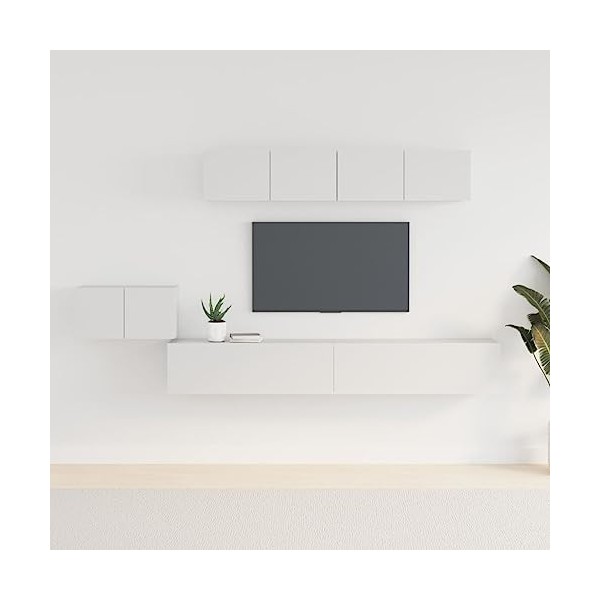 TALCUS Home Hardware Businese Meuble TV 5 pièces en bois Blanc