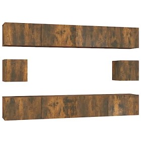 TEKEET Home Hardware Businese Meuble TV 6 pièces en chêne fumé