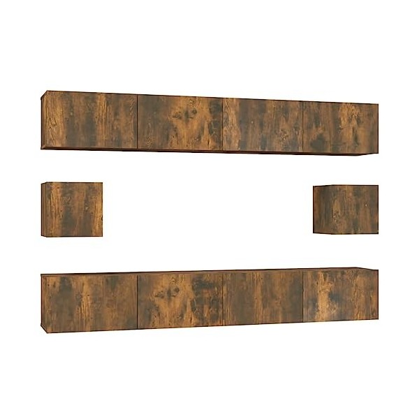 TEKEET Home Hardware Businese Meuble TV 6 pièces en chêne fumé