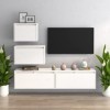 WOODEY Home Hardware Businese Lot de 4 meubles TV en pin massif Blanc