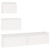 WOODEY Home Hardware Businese Lot de 4 meubles TV en pin massif Blanc