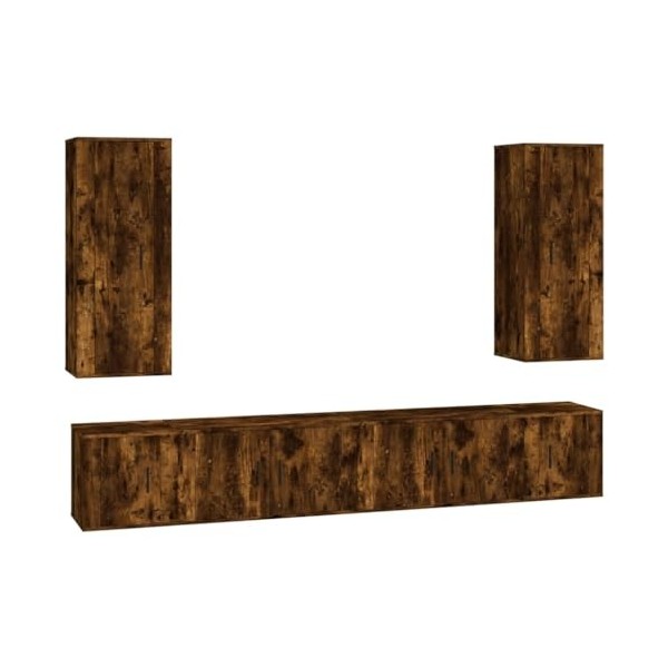 TALCUS Home Hardware Businese Meuble TV 6 pièces en chêne fumé