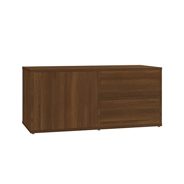 FAMIROSA Meuble TV Chêne Marron 80x34x36 cm Bois dingénierie 16.8KG 