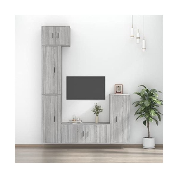 RAUGAJ Home Hardware Businese Meuble TV 5 pièces en bois Sonoma Gris