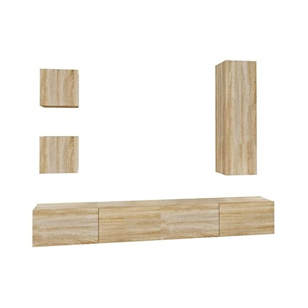 CUTSKY Meuble TV 5 pièces en chêne Sonoma