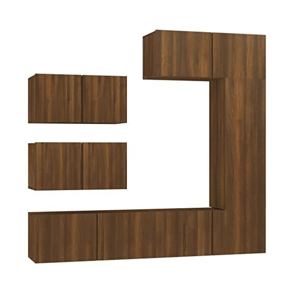 WOODEY Meuble TV 6 pièces en chêne marron