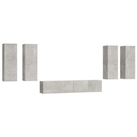 SEVSO Meuble TV 6 pièces en bois gris béton