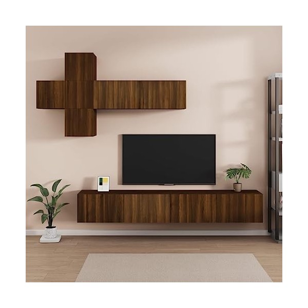 CUTSKY Meuble TV 7 pièces en chêne marron