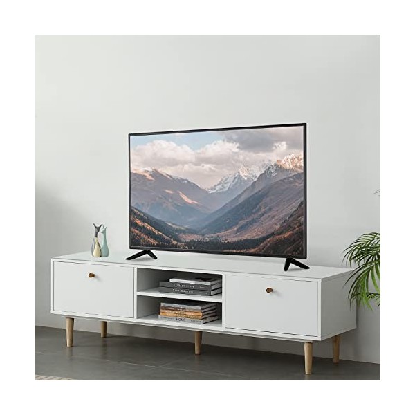 T.F.WONG Meuble TV moderne en bois pour téléviseurs jusquà 55", meuble de rangement moderne pour salon, chambre à coucher, b