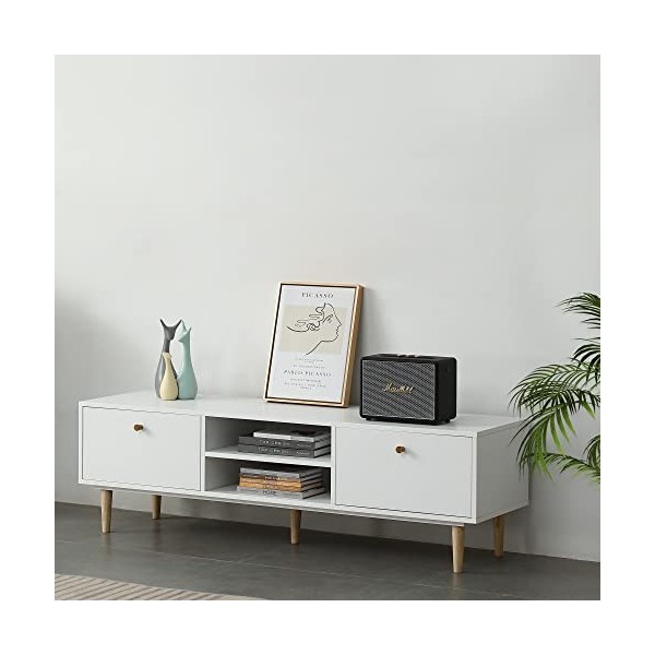 T.F.WONG Meuble TV moderne en bois pour téléviseurs jusquà 55", meuble de rangement moderne pour salon, chambre à coucher, b