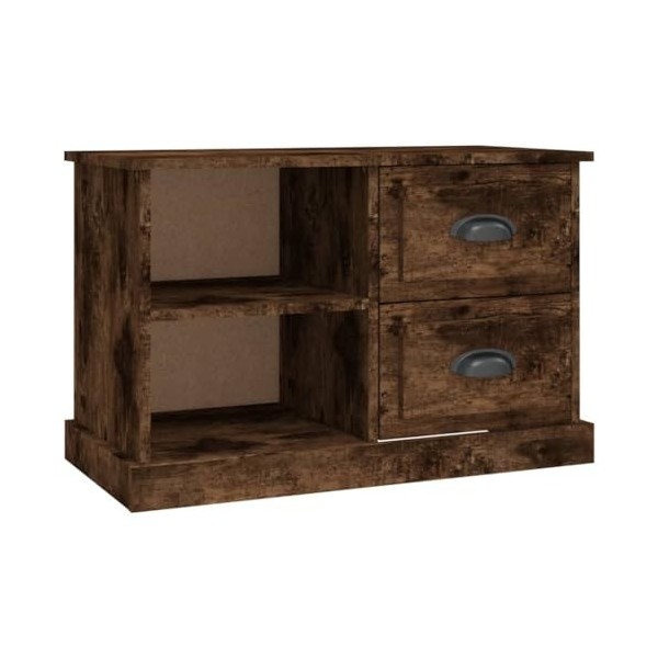FAMIROSA Meuble TV chêne fumé 73x35,5x47,5 cm Bois dingénierie 17.9KG 