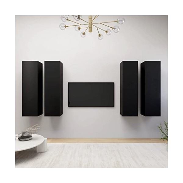 Meuble TV 4 pièces Noir 30,5 x 30 x 110 cm Bois dingénierie