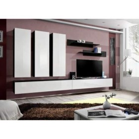 Meuble TV Fly E4 Design, Coloris Blanc Brillant. Meuble Suspendu Moderne et Tendance pour Votre Salon.