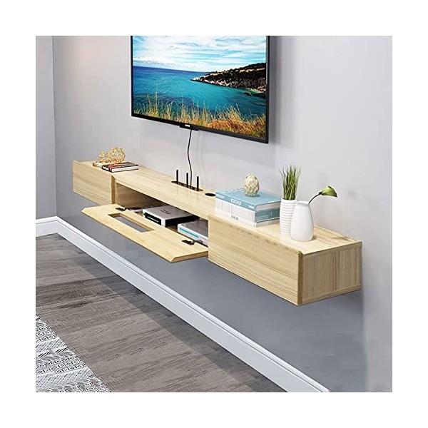 HeEdz Étagère à Composants de Support Flottant, Centre de Divertissement de Console Murale de 47,2 Pouces, étagère à étagères