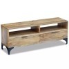 FZYHFA Meuble TV en bois de mangue 120 x 35 x 45 cm. Design simple et pratique, stable et durable. Porte mobile pour CD.