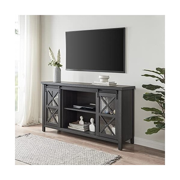 Clementine Meuble TV rectangulaire pour TV jusquà 65" Gris anthracite