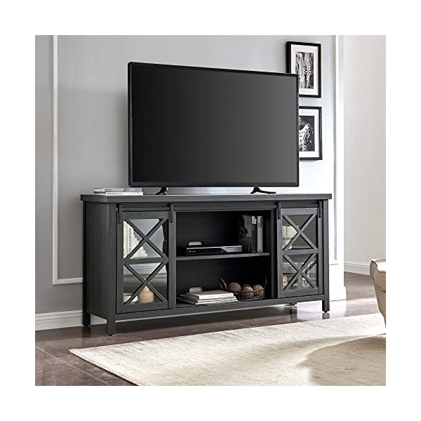 Clementine Meuble TV rectangulaire pour TV jusquà 65" Gris anthracite