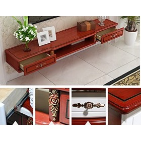 Meuble TV Meuble TV Flottant Étagère de Rangement Multimédia, Meuble TV Mural de Rangement pour Routeur Décodeur avec Tiroir,