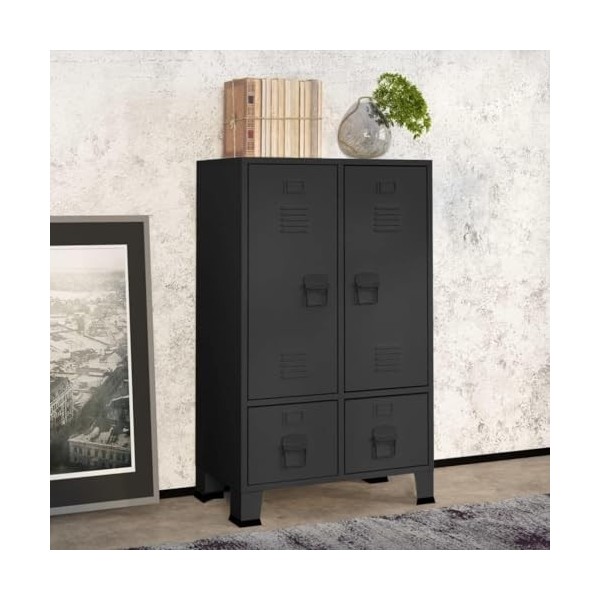 Suuim Meuble TV Industriel en métal avec 2 Portes et 1 étagère, Centre de Divertissement en métal, Console TV, Meubles multim