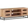 Suuim Meuble TV en Bois avec 4 tiroirs et 2 étagères, Centre de Divertissement en Bois dacacia Massif, Console TV, Meuble mu