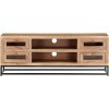 Suuim Meuble TV en Bois avec 4 tiroirs et 2 étagères, Centre de Divertissement en Bois dacacia Massif, Console TV, Meuble mu