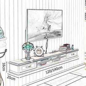 Meuble TV Meuble TV Flottant Meuble TV Mural, Meuble TV Flottant Unité de Divertissement Mural avec 2 Tiroirs pour Petit Appa