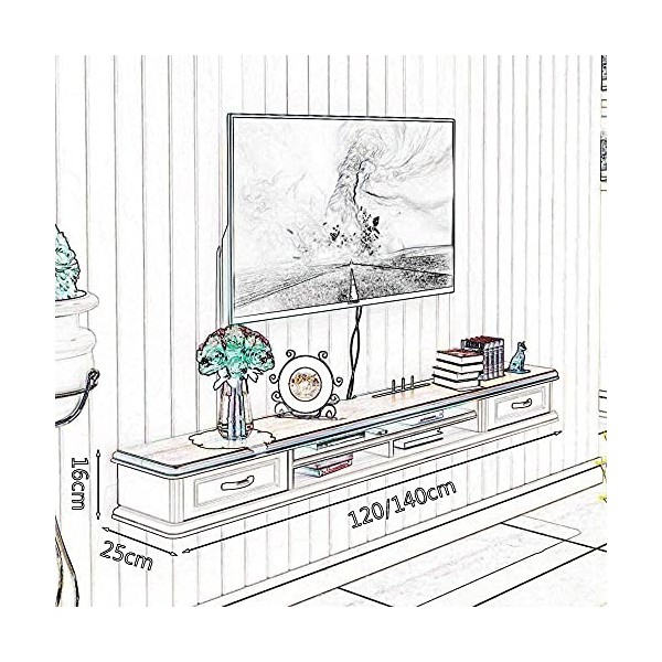 Meuble TV Meuble TV Flottant Meuble TV Mural, Meuble TV Flottant Unité de Divertissement Mural avec 2 Tiroirs pour Petit Appa