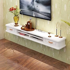 Meuble TV Meuble TV Flottant Meuble TV Mural, Meuble TV Flottant Unité de Divertissement Mural avec 2 Tiroirs pour Petit Appa