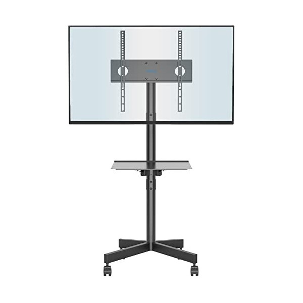 BONTEC Support TV roulettes Support Tele Mobile pour Téléviseurs Plasma/LCD/LED de 23 à 60" avec Étagère, Chariot TV à roulet