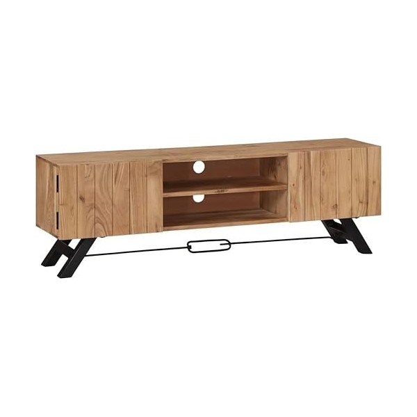 Suuim Meuble TV en Bois avec 2 Compartiments et 2 Portes, Meuble TV de Ferme, Buffet HiFi, Tables Console pour Salon, Bois d