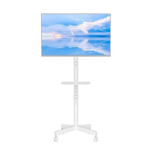 BONTEC Support TV roulettes Support Tele Mobile pour Téléviseurs Plasma/LCD/LED de 23 à 60" avec Étagère, Chariot TV à roulet