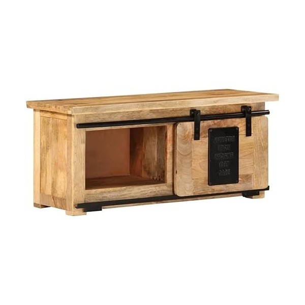 Meuble TV Meuble TV avec Rangement Meuble TV en Bois Meuble TV en Bois 35,4" x13,8 x15,7 Bois de Manguier Massif pour Salon, 