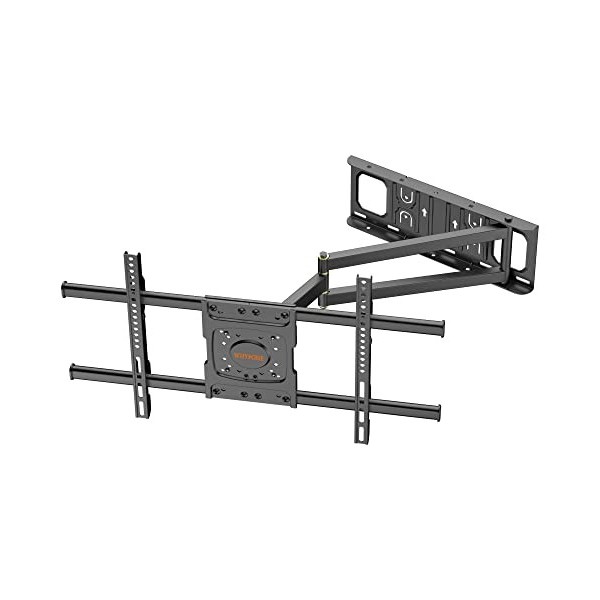 WHYFONE Support Mural TV Longue Portée avec Extension de 650mm, Support TV Mural Pivotant Inclinable et Extensible pour Télév