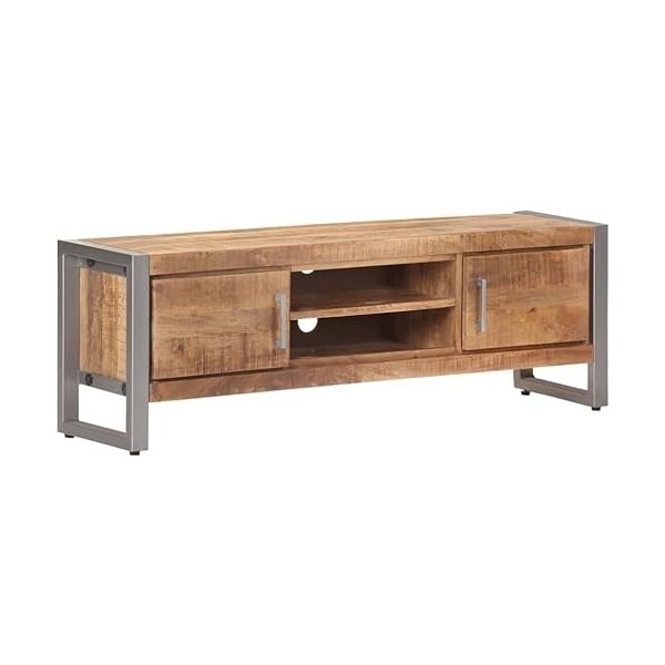Meuble TV Meuble TV avec Rangement Meuble TV en Bois Meuble TV en Bois 47,2" x11,8 x15,7 Bois de Manguier Brut pour Salon, Co