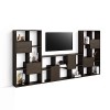 Mobili Fiver, Mur TV Iacopo, Noyer foncé avec Portes, Made in Italy