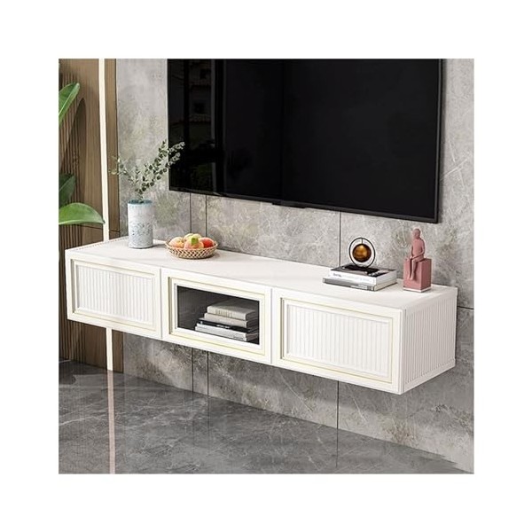 Meuble TV Suspendu Meuble TV Flottant Moderne, Meuble TV Mural 55"/63", étagères flottantes avec Porte Rabattable, Console mu