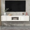 Meuble TV Suspendu Meuble TV Flottant Moderne, Meuble TV Mural 55"/63", étagères flottantes avec Porte Rabattable, Console mu