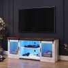 Meuble TV pour téléviseur 40/55/65 Pouces, lumière LED Tricolore, Interface USB, Meuble de Rangement Moderne, Facile à Assemb