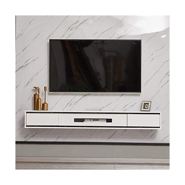 Meuble TV Meuble TV Flottant Meuble TV Mural Étagère Flottante Étagère Murale avec Tiroir Décodeur Routeur Meubles TV Chambre