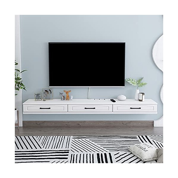 Meuble TV Suspendu, Support de Décodeur Mural, Meuble TV de Type Tiroir de Chambre à Coucher avec Trou de Fil, Adapté au Rout
