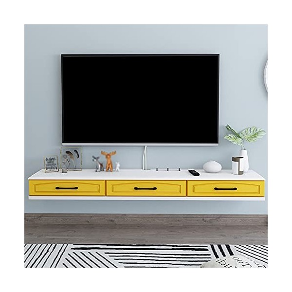 Meuble TV Suspendu, Support de Décodeur Mural, Meuble TV de Type Tiroir de Chambre à Coucher avec Trou de Fil, Adapté au Rout