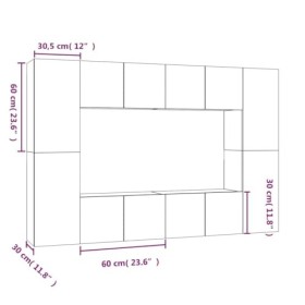 TALCUS Home Hardware Businese Meuble TV 8 pièces Chêne Marron