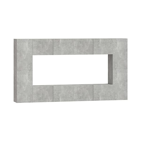 DCRAF Centres de divertissement et meubles TV, 8 pièces Meuble TV en bois gris béton