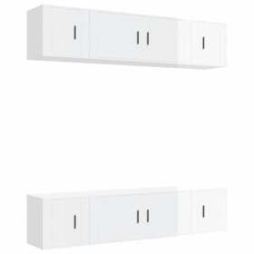 TALCUS Home Hardware Businese Meuble TV 6 pièces en bois Blanc brillant