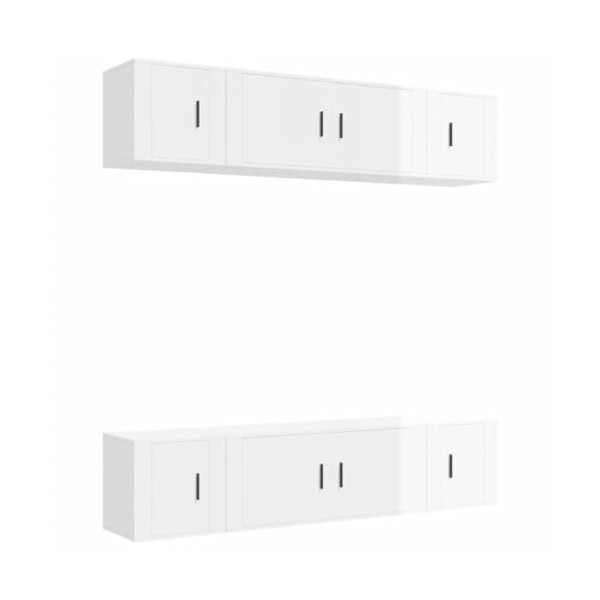 TALCUS Home Hardware Businese Meuble TV 6 pièces en bois Blanc brillant