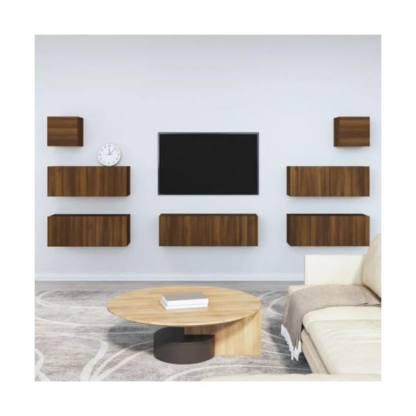 CUTSKY Meuble TV 7 pièces en chêne marron