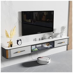 Meuble TV Flottant Meuble TV Mural, étagères de Rangement pour Console multimédia, avec Trous de câbles, pour Chambre à Couch