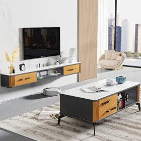 Meuble TV Flottant Meuble TV Mural, étagères de Rangement pour Console multimédia, avec Trous de câbles, pour Chambre à Couch