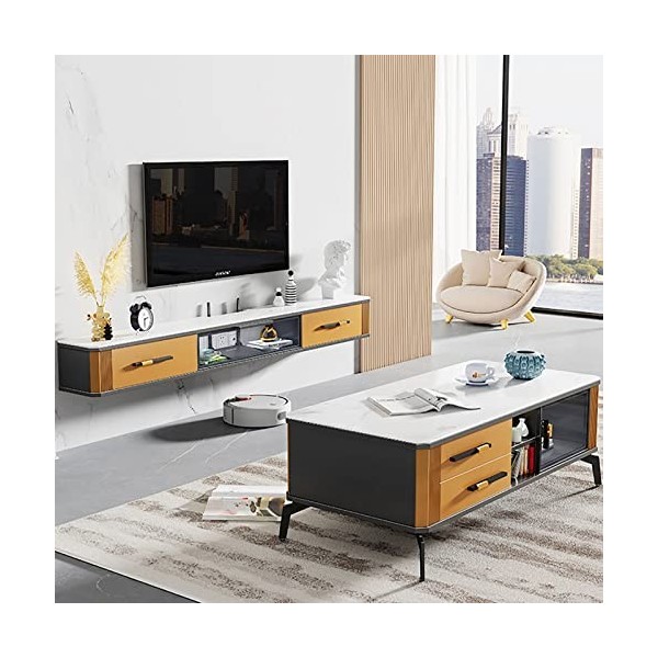 Meuble TV Flottant Meuble TV Mural, étagères de Rangement pour Console multimédia, avec Trous de câbles, pour Chambre à Couch